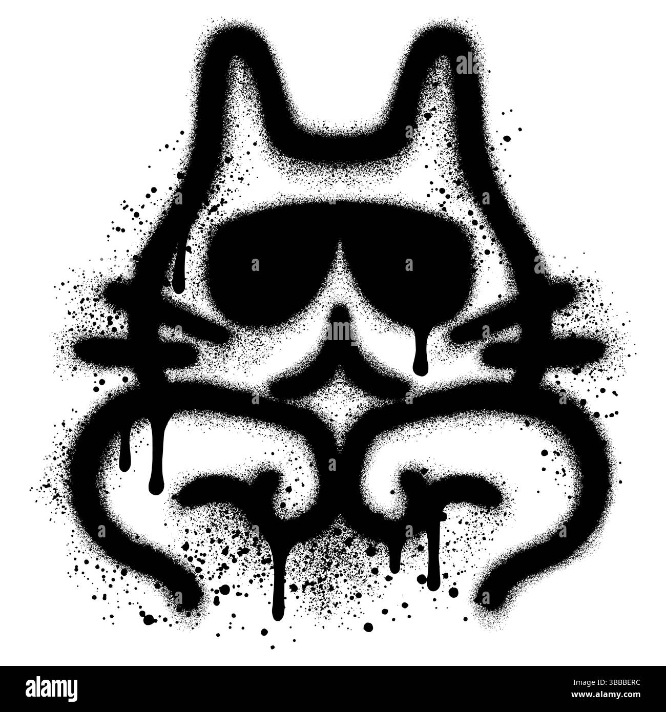 Niedliche Katze mit Brille, die im Graffiti-Stil tanzt Stock Vektor