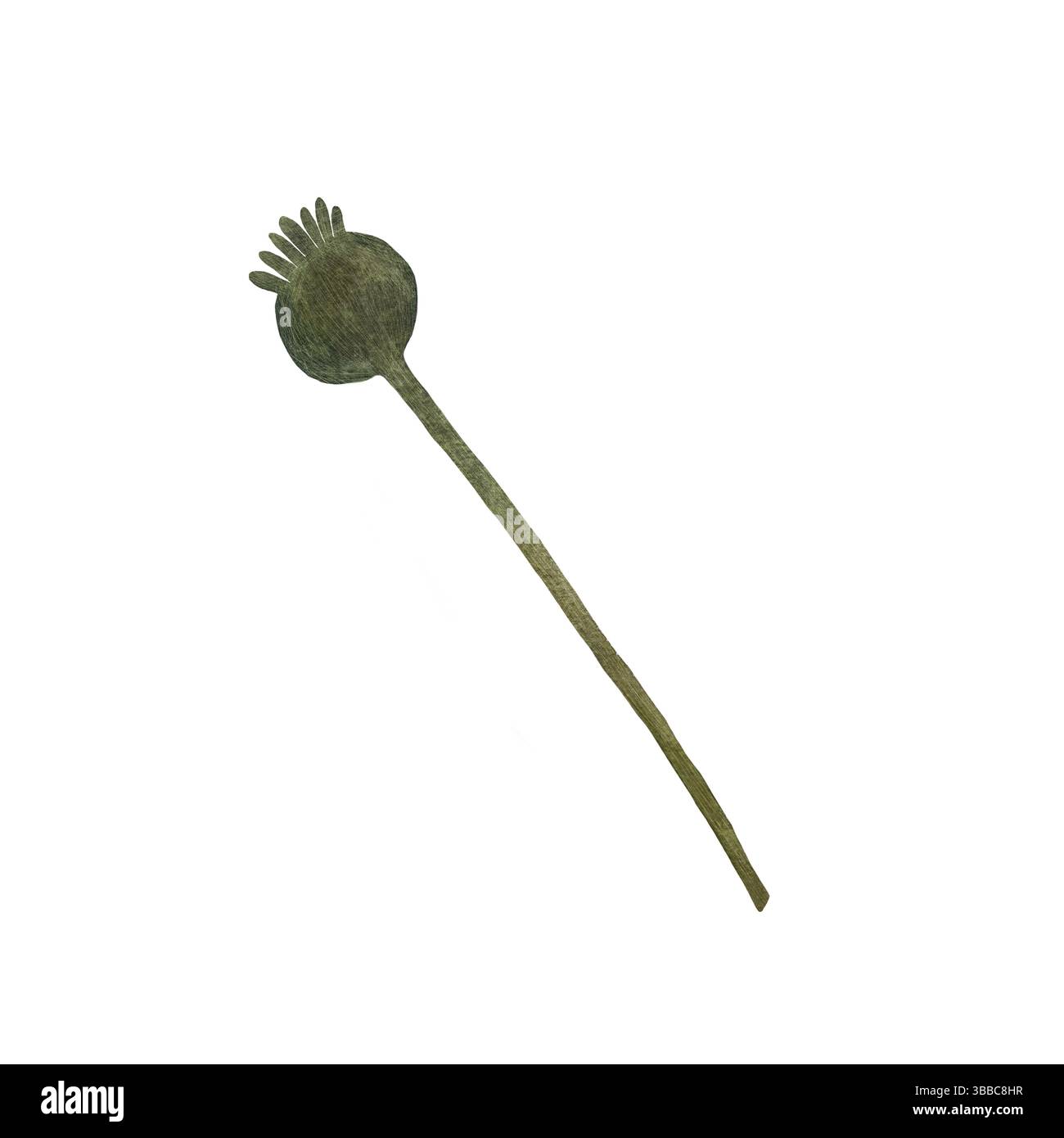 Rote Mohnblume mit Blumenblume. Isoliertes Mohndarstellungselement. Roter Mohn in Aquarelltechnik, funkelnd mit hellen Blütenblättern. Roter Mohn Stockfoto