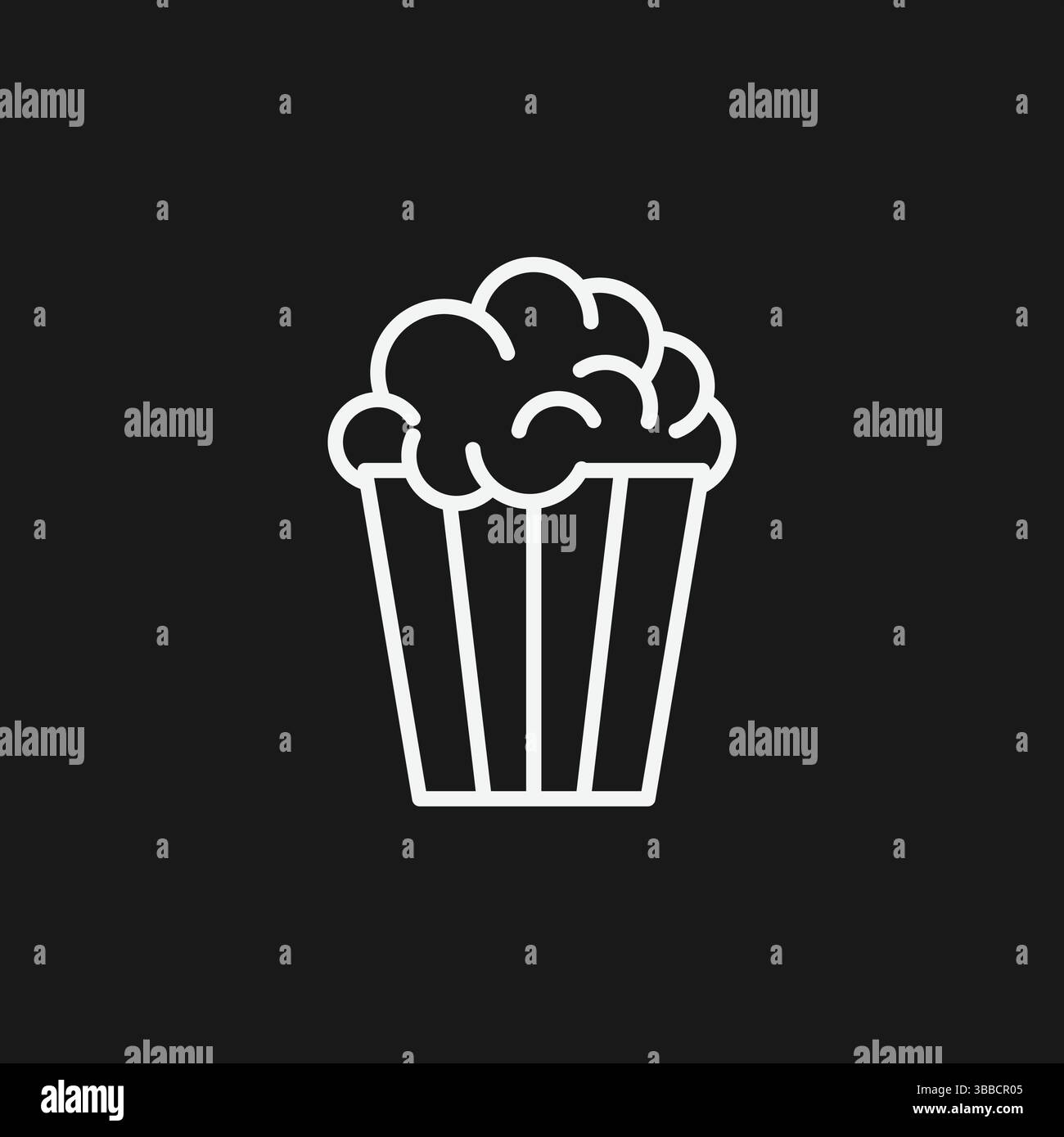 Minimalistisches Kino-Popcorn-Symbol in Schwarz und weiß abstraktes Kino-Snack-Design Stock Vektor