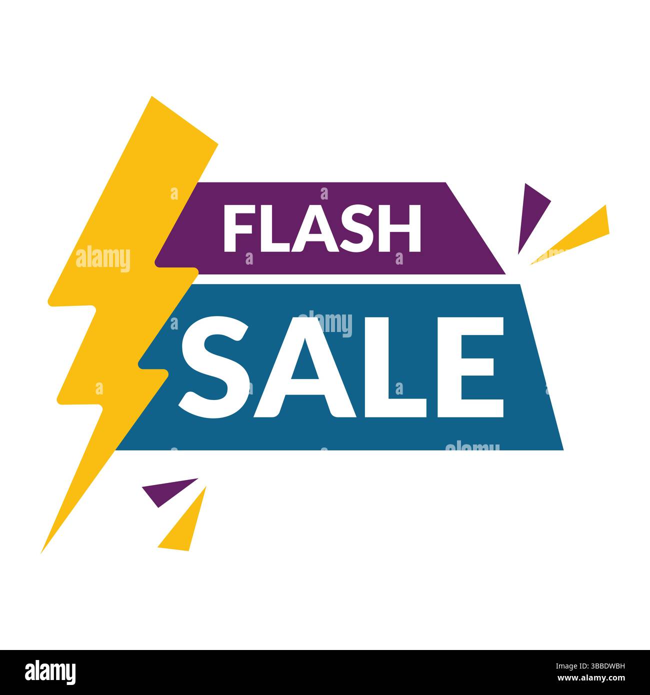 Flash Sale Logo Vektor Banner Design. Flash Sale 50 % Rabatt auf Logo-Konzept mit Thunderbolt. Stock Vektor