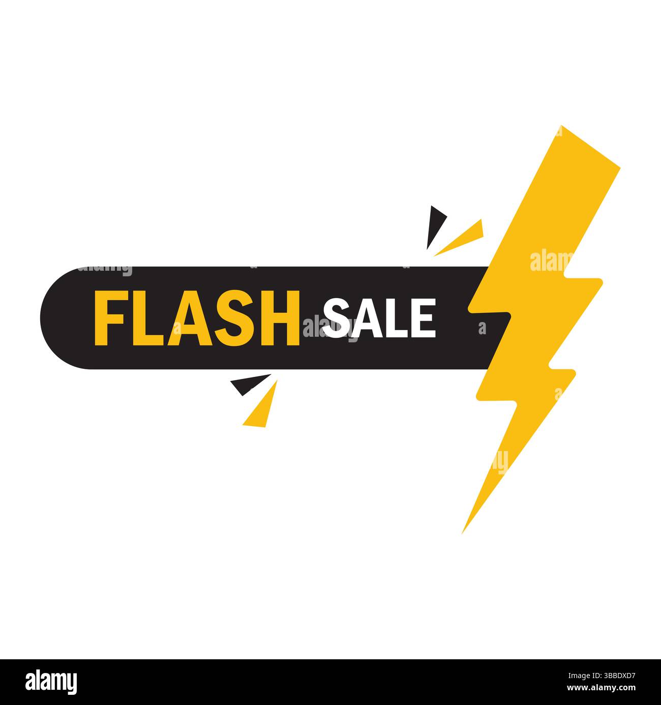 Flash Sale Logo Vektor Banner Design. Flash Sale 50 % Rabatt auf Logo-Konzept mit Thunderbolt. Stock Vektor