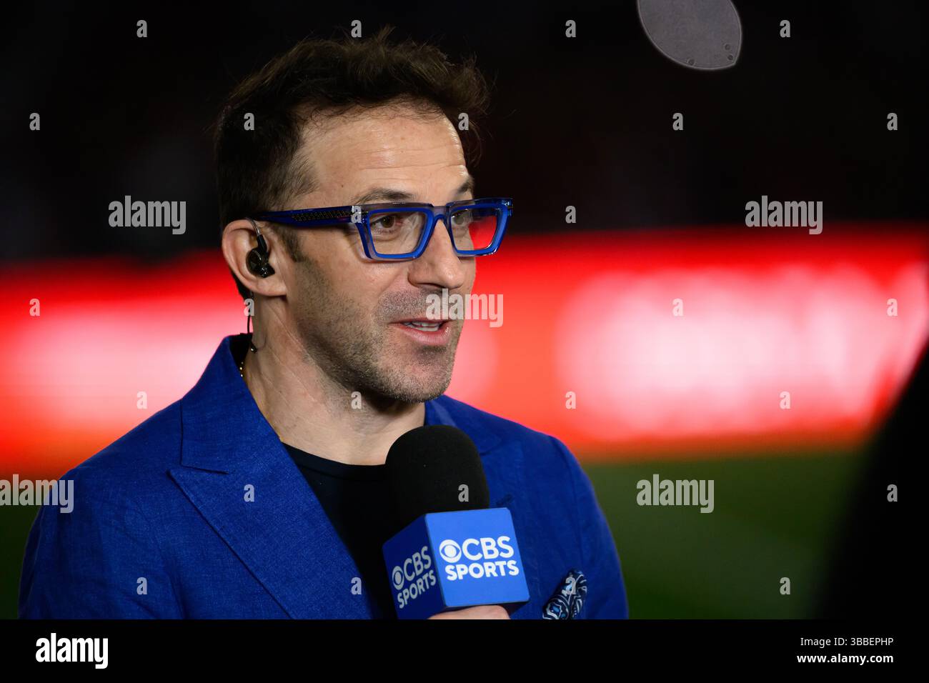 Ehemaliger Spieler und Experte Alessandro Del Piero während des Finalspiels zwischen dem AC Milan und Bologna FC im Stadio Olimpico in Rom (Italien) am 14. Mai 2025. Stockfoto