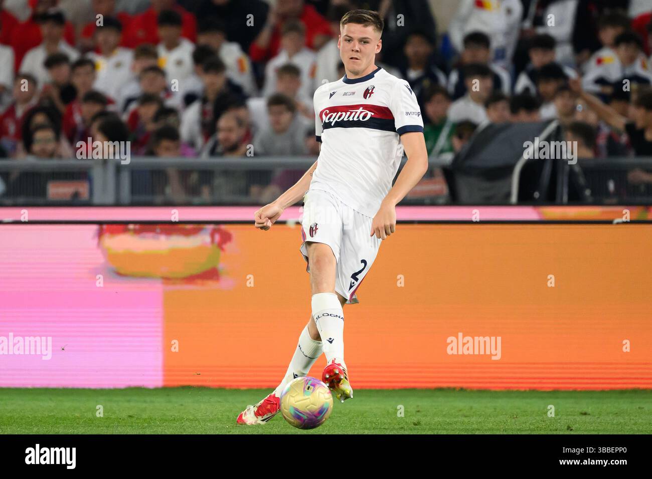 Emil Holm vom Bologna FC im Finale des Coppa Italia Fußballspiels zwischen AC Milan und Bologna FC im Stadio Olimpico in Rom (Italien) am 14. Mai 2025. Stockfoto