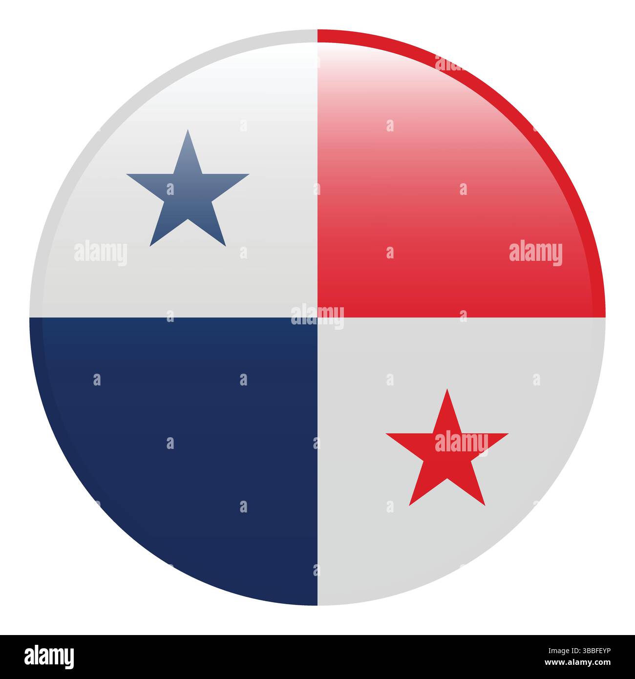 Flagge von Panama. Panama Kreisflagge 3D Logo Symbol Computer Vektor Illustration Design. Stock Vektor