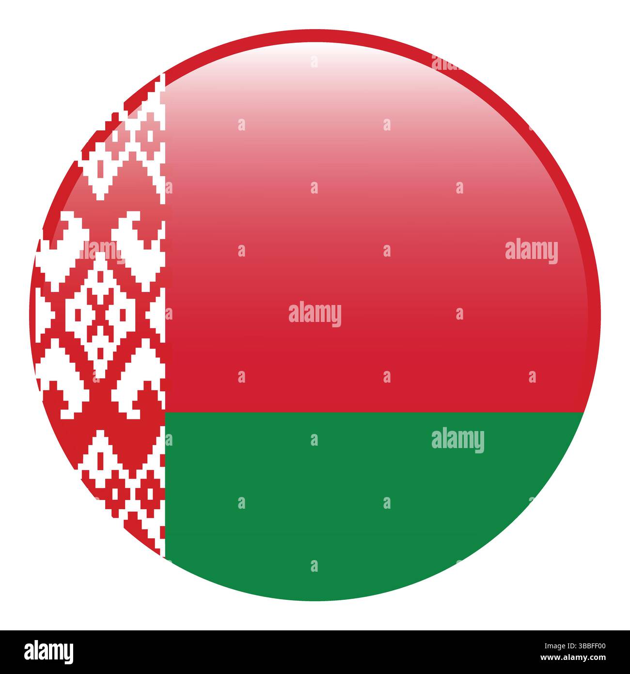 Flagge von Belarus. Weißrussland Kreisflagge 3D Logo Symbol Computer Vektor Illustration Design. Stock Vektor