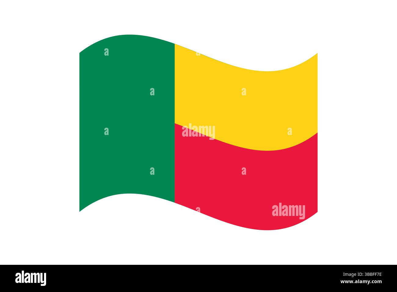 Flagge von Benin. Benin wellige Flagge digitale Vektor-Illustration. Flatterfahne. Stock Vektor