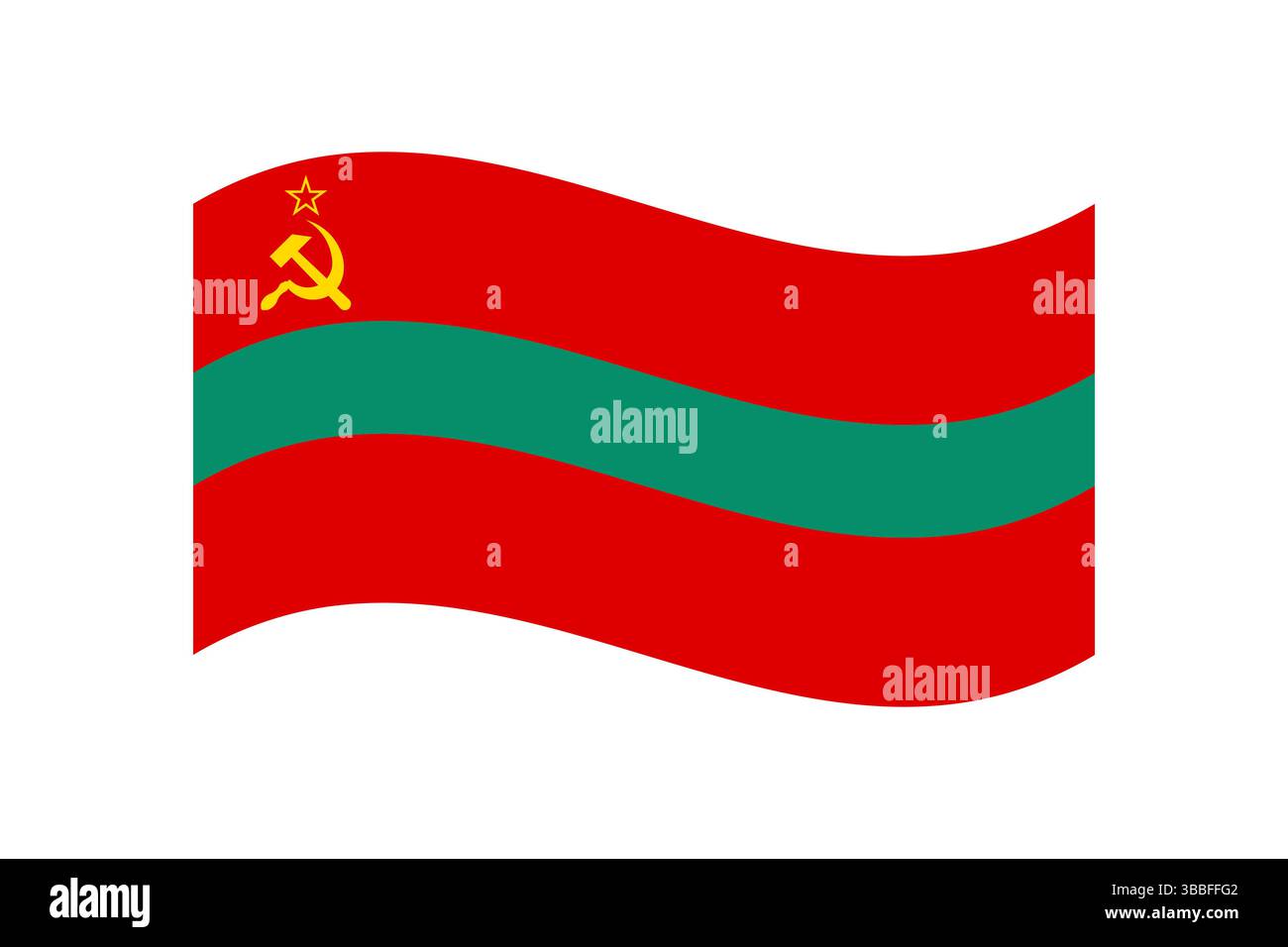 Flagge von Transnistrien. Transnistrien wellige Flagge digitale Vektor-Illustration. Flatterfahne. Stock Vektor