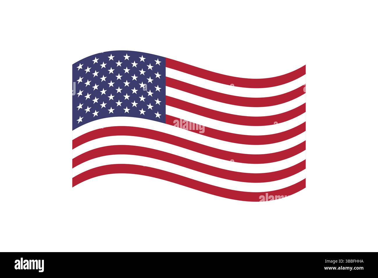 Flagge der Vereinigten Staaten von Amerika. US-Flagge. Vereinigte Staaten von Amerika wellige Flagge digitale Vektor-Illustration. Flatterfahne. Stock Vektor