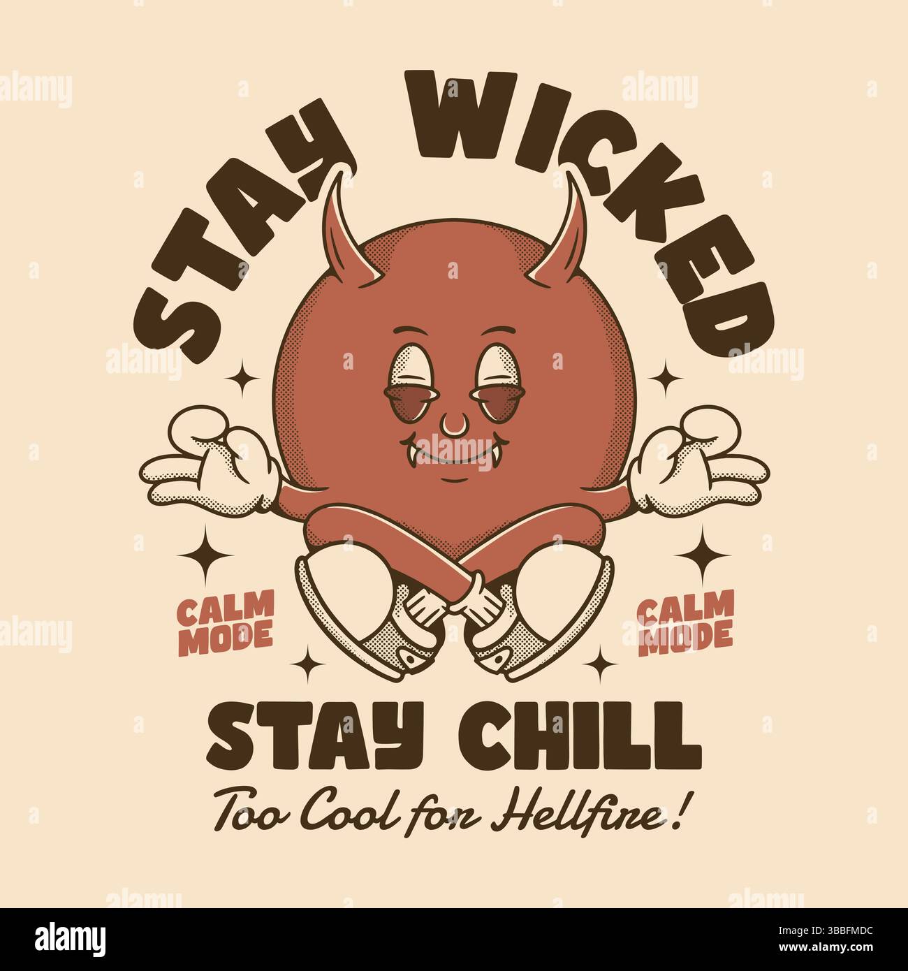 Cooles Design mit Teufelscharakter, perfekt für trendige T-Shirts und entspannte Streetwear-Atmosphäre Stock Vektor