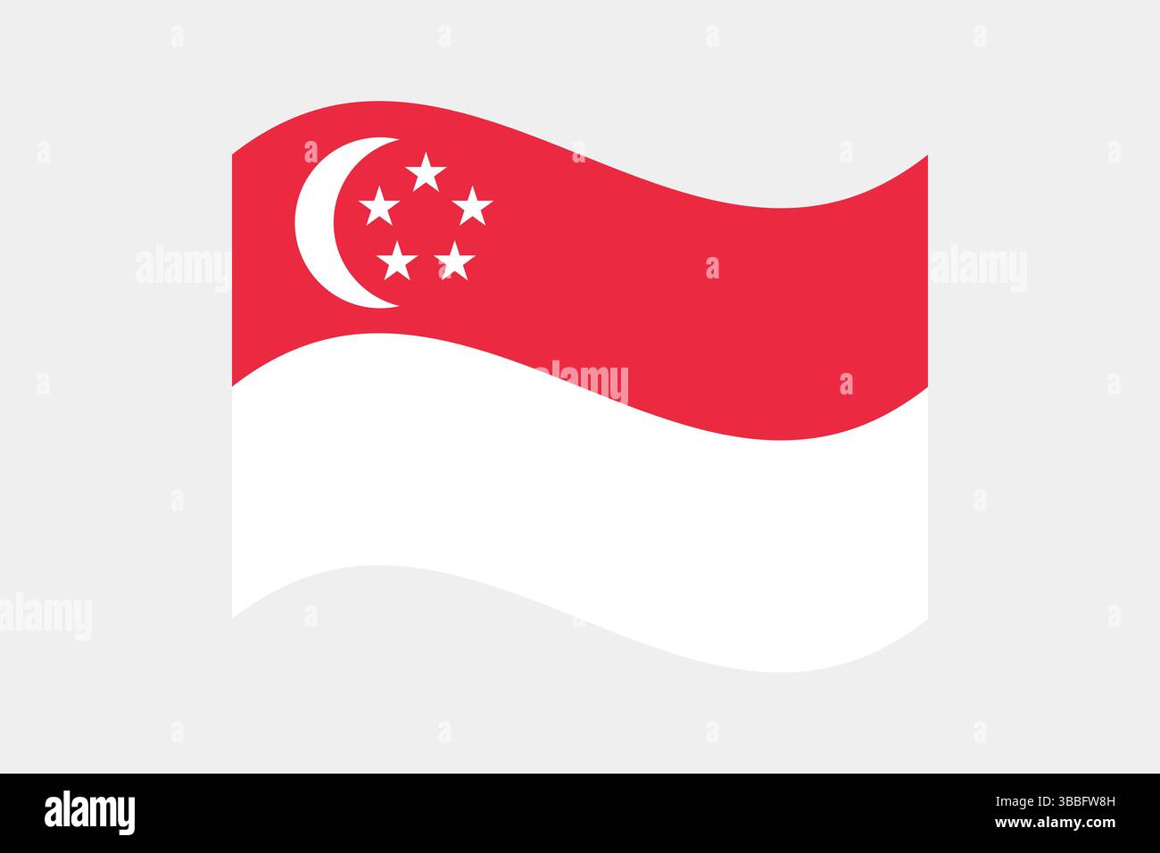 Flagge von Singapur. Singapur wellige Flagge digitale Vektor-Illustration. Flatterfahne. Stock Vektor
