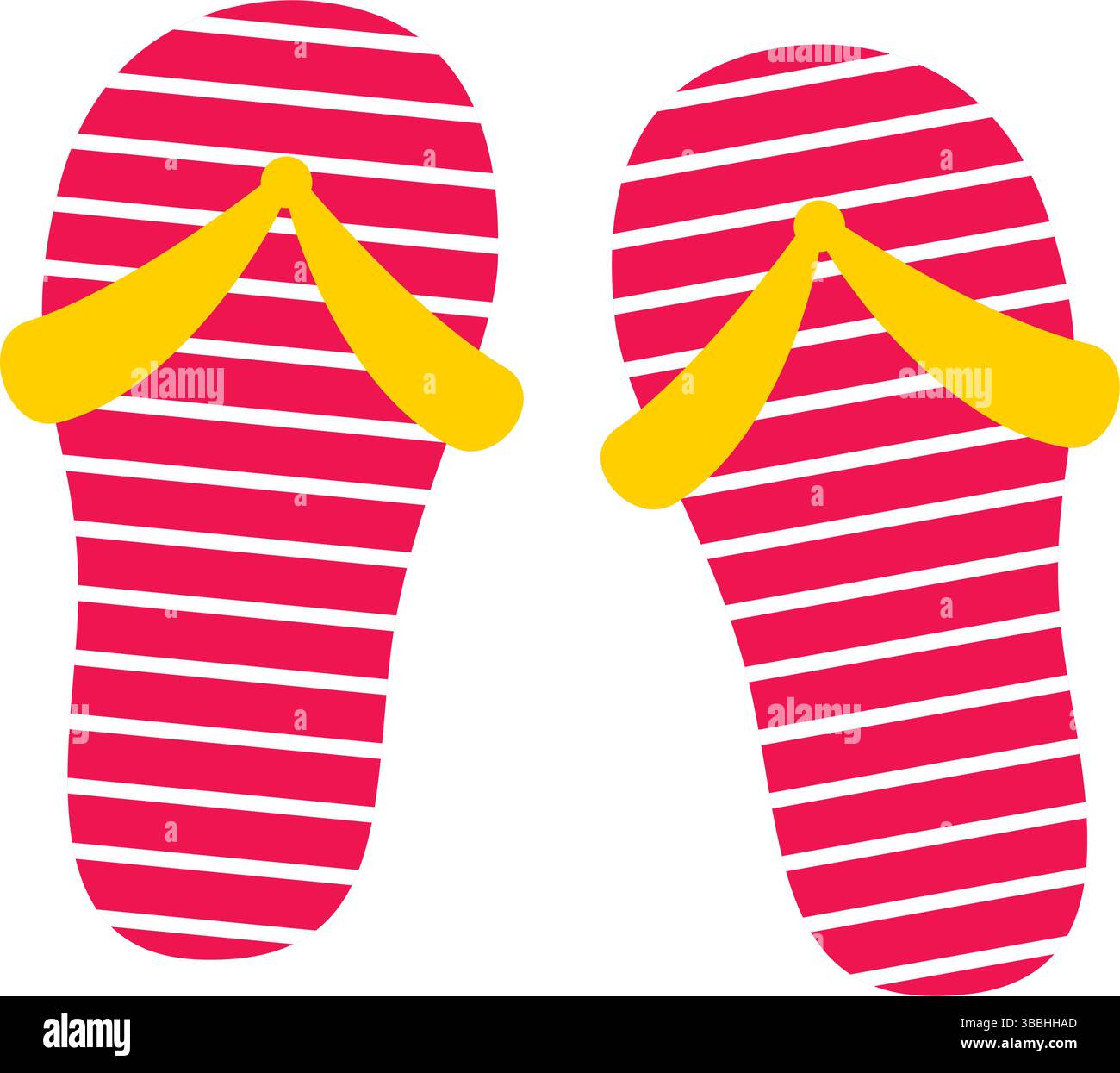 Hellgestreifte Strandschuhe mit Clip-Art. Sommerschuhe zum Entspannen am Strand oder am Pool, flacher Stil. Vektorelement Stock Vektor