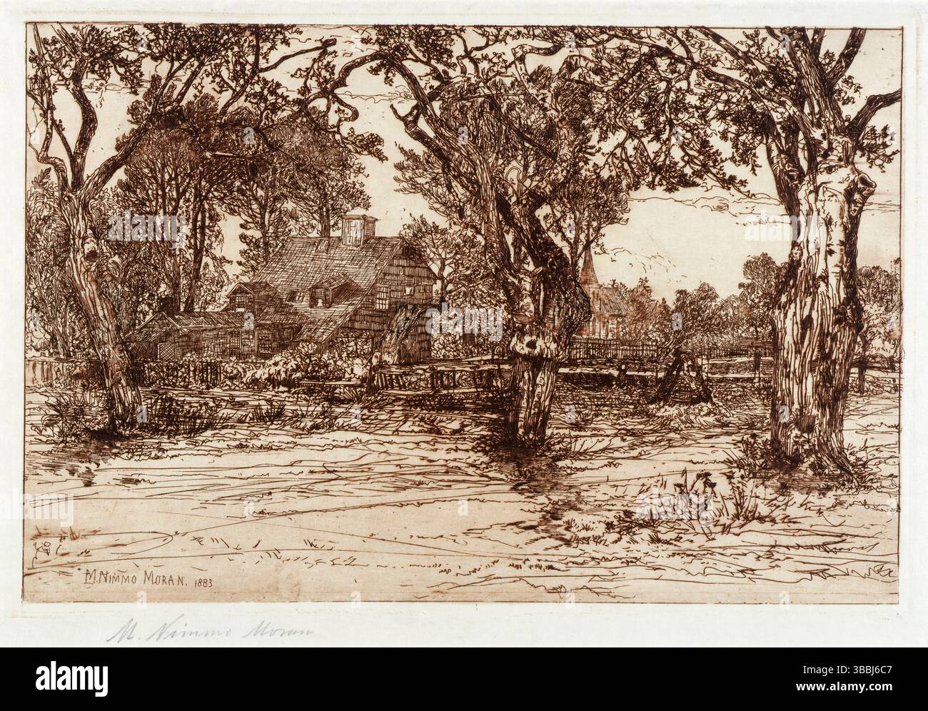 Mary Nimmo Moran, mein Nachbarhaus, Easthampton, Landschaftsätzung, 1883 Stockfoto