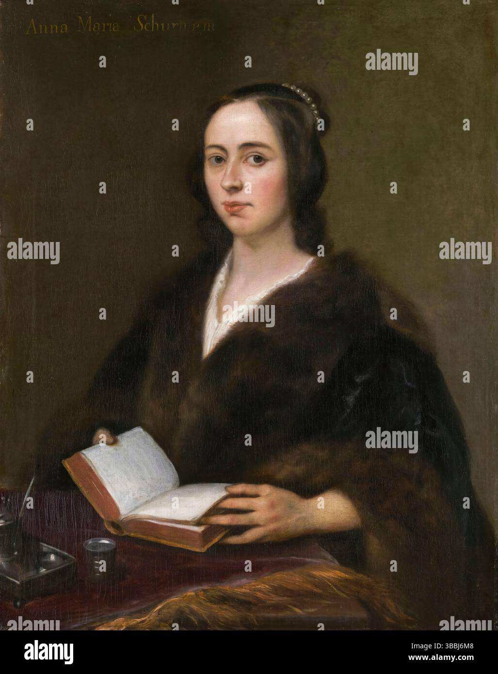 Anna Maria van Schurman (1607–1678), niederländische Künstlerin, Gelehrte und Schriftstellerin, Porträtgemälde in Öl auf Leinwand von Jan Lievens, 1649 Stockfoto