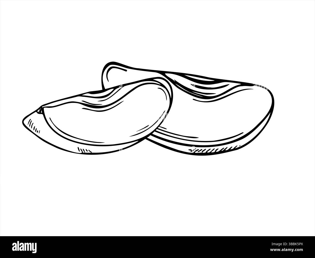 Zwei Fruchtscheiben monochrome Vektorillustration mit schwarzer Tinte gemalt. Grafische Skizze mit Apfel-, Birnen- oder Quittenkeil. Süßes gesundes Dessert für Bio Stock Vektor