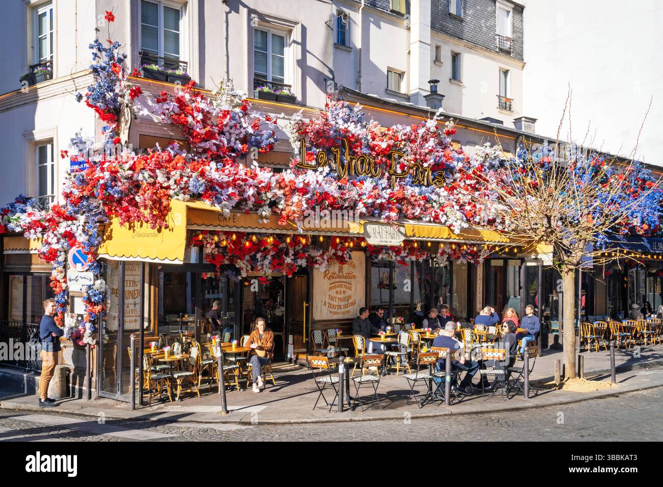 Cafe Aux Vieux Paris, Montmartre Paris, Frankreich, Europa Stockfoto