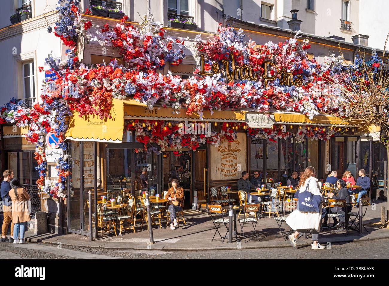 Cafe Aux Vieux Paris, Montmartre Paris, Frankreich, Europa Stockfoto