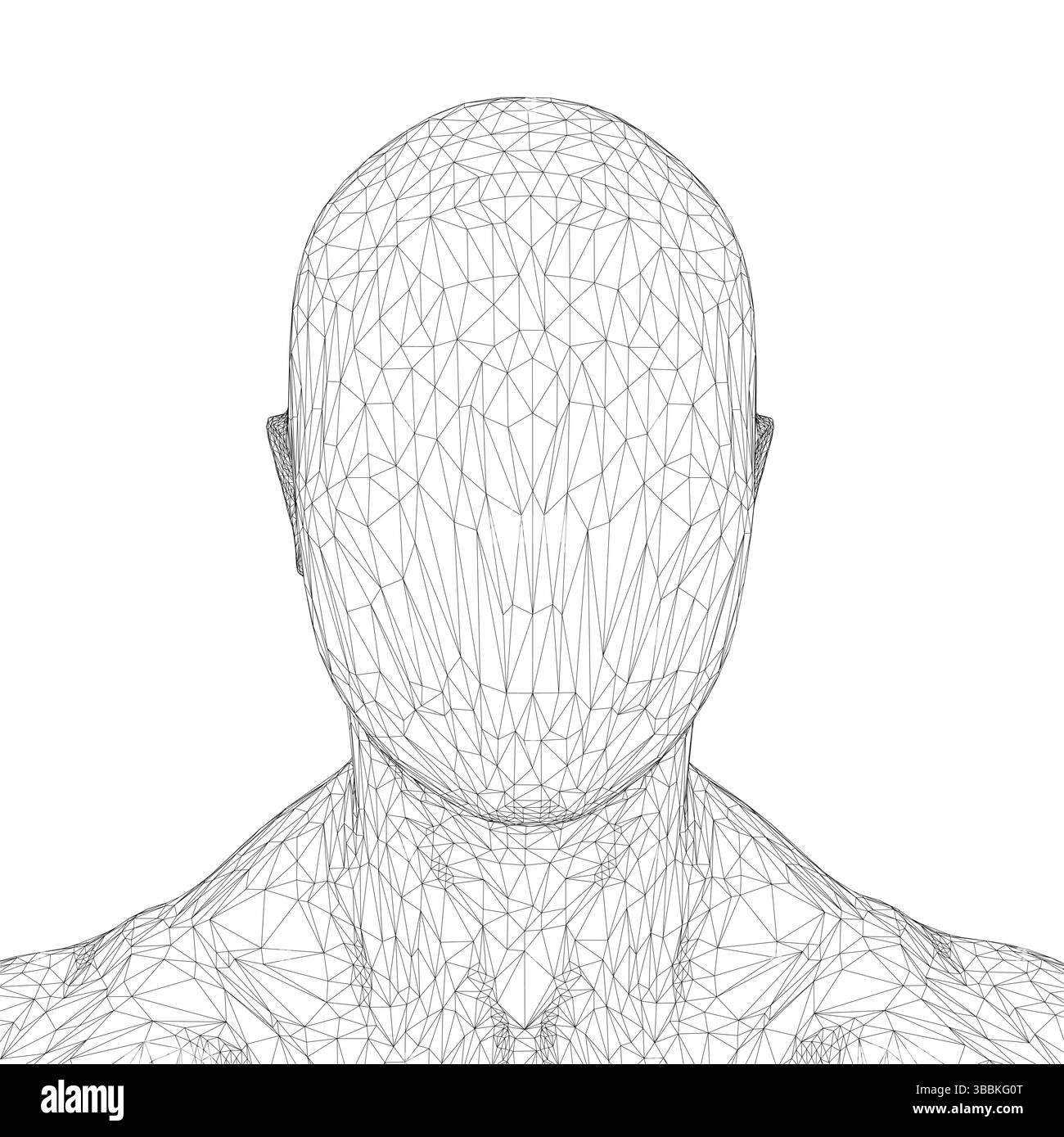 Der Kopf eines Mannes ohne Gesicht ist in einer schwarz-weißen Illustration mit vielen Details dargestellt. Illustration ist abstrakt und hat ein modernes Gefühl. Das m Stock Vektor