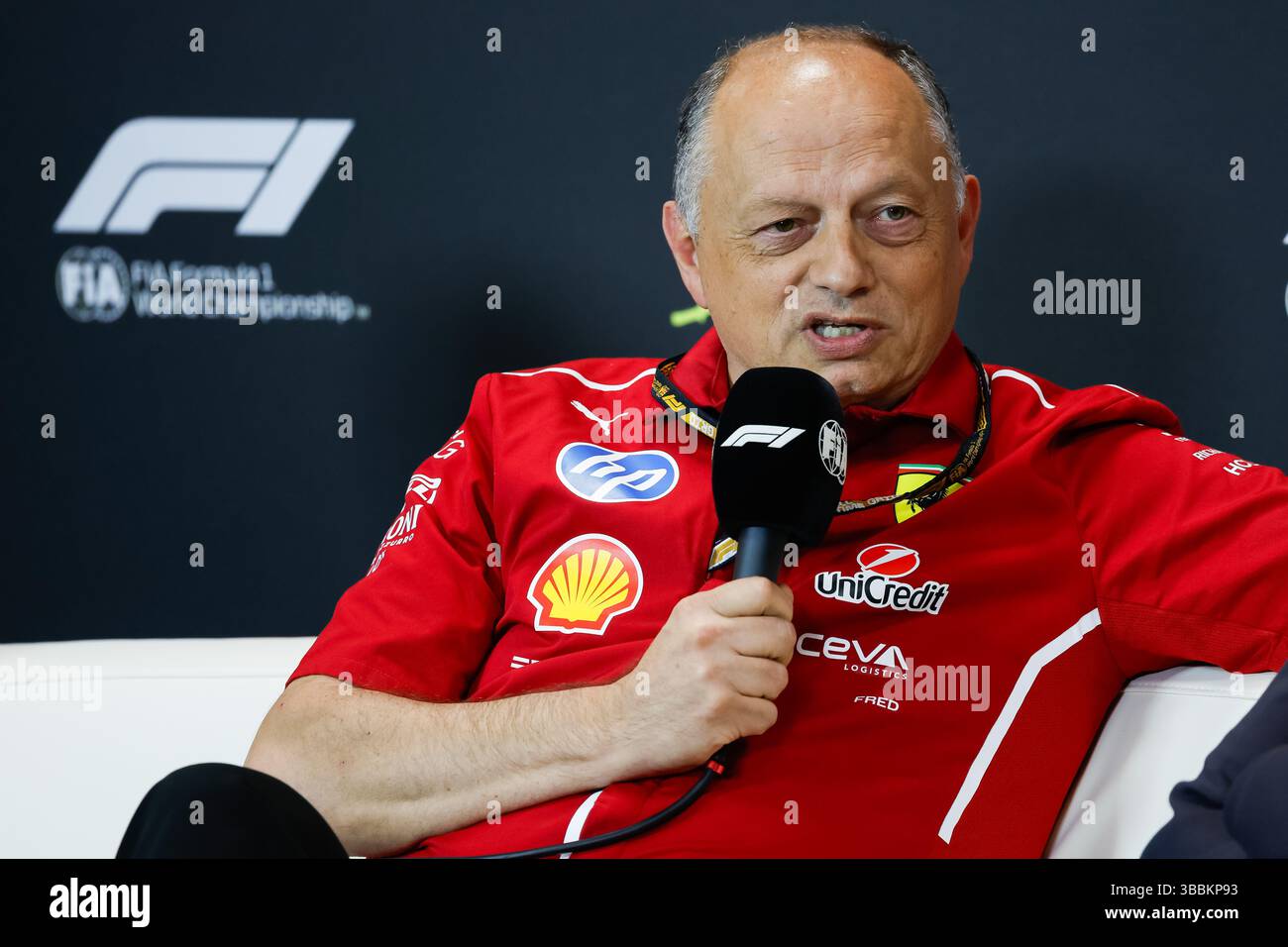 Imola, Italie. Mai 2025. VASSEUR Frédéric (fra), Teamleiter und Geschäftsführer der Scuderia Ferrari, Porträt während der Formel 1 AWS Gran Premio del Made in Italy e Dell'Emilia-Romagna 2025, Emilia Romagna Grand Prix 2025, 7. Runde der FIA Formel 1 Weltmeisterschaft 2025 vom 16. Bis 18. Mai 2025 auf dem Autodromo Internazionale Enzo e Dino Ferrari, in Imola, Italien - Foto JPPI Live/DPI Stockfoto