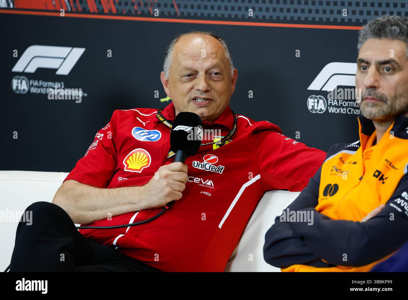 Imola, Italie. Mai 2025. VASSEUR Frédéric (fra), Teamleiter und Geschäftsführer der Scuderia Ferrari, Porträt während der Formel 1 AWS Gran Premio del Made in Italy e Dell'Emilia-Romagna 2025, Emilia Romagna Grand Prix 2025, 7. Runde der FIA Formel 1 Weltmeisterschaft 2025 vom 16. Bis 18. Mai 2025 auf dem Autodromo Internazionale Enzo e Dino Ferrari, in Imola, Italien - Foto JPPI Live/DPI Stockfoto