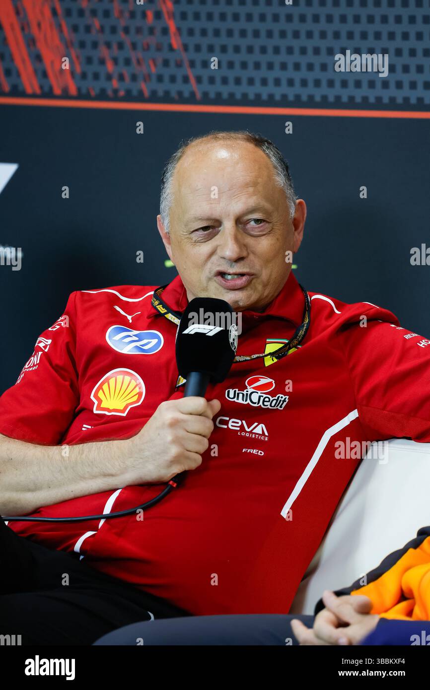 VASSEUR Frederic (fra), Teamchef &amp; General Manager der Scuderia Ferrari, Porträt während der Formel 1 AWS Gran Premio del Made in Italy e Dellâ??Emilia-Romagna 2025, Emilia Romagna Grand Prix 2025, 7. Runde der FIA Formel 1 Weltmeisterschaft 2025 vom 16. Bis 18. Mai 2025 auf dem Autodromo Internazionale Enzo e Dino Ferrari in Imola, Italien Stockfoto