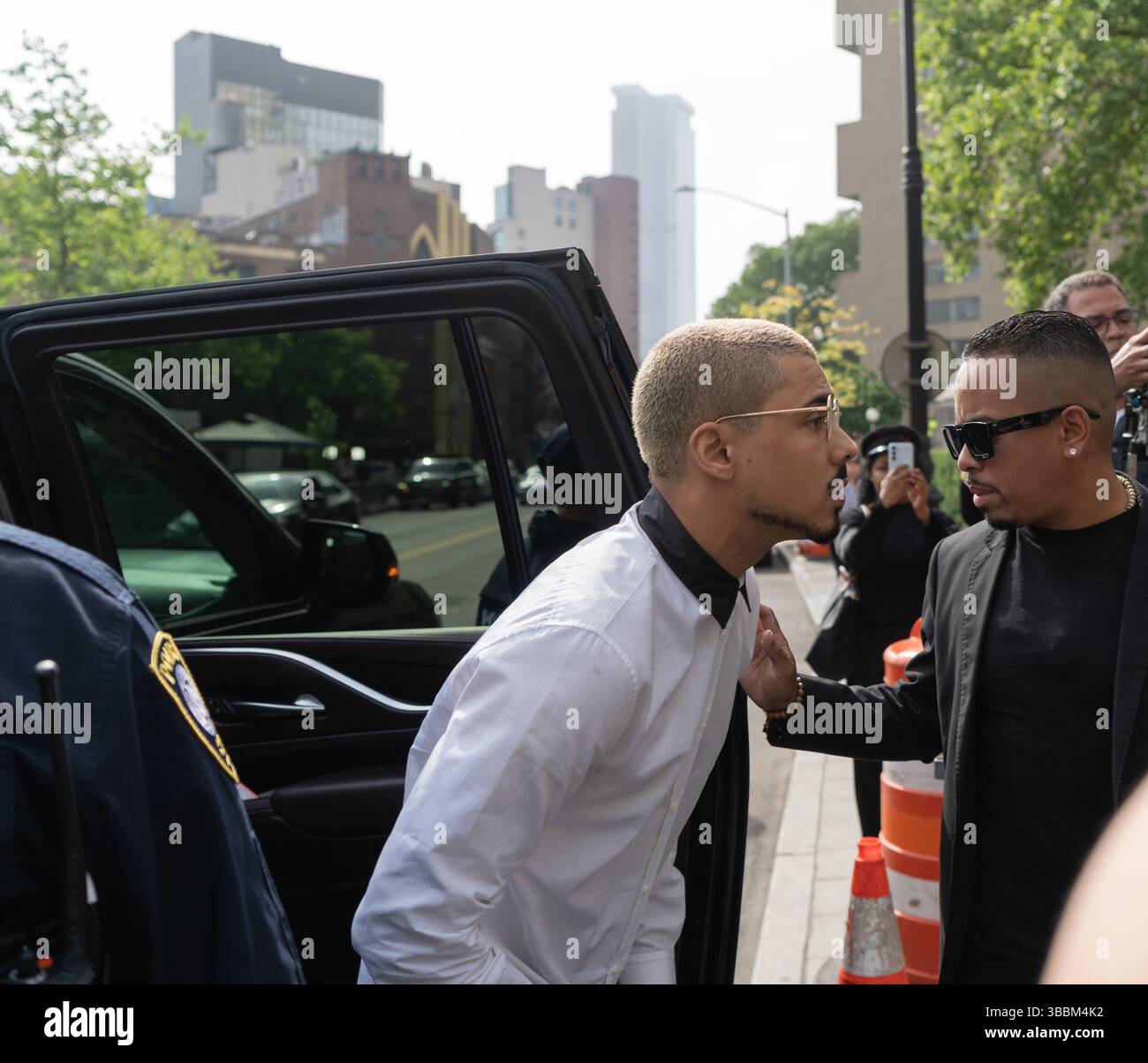 New York Ciy, USA. Mai 2025. Quincy Combs, Didddys Sohn kommt am 16. Mai 2025 in New York City, NY, wegen des Sexhandels-Verfahrens gegen den Musikmogul Sean Diddy Combs vor das Bundesgericht. (Foto: Steve Sanchez/SIPA USA). Quelle: SIPA USA/Alamy Live News Stockfoto