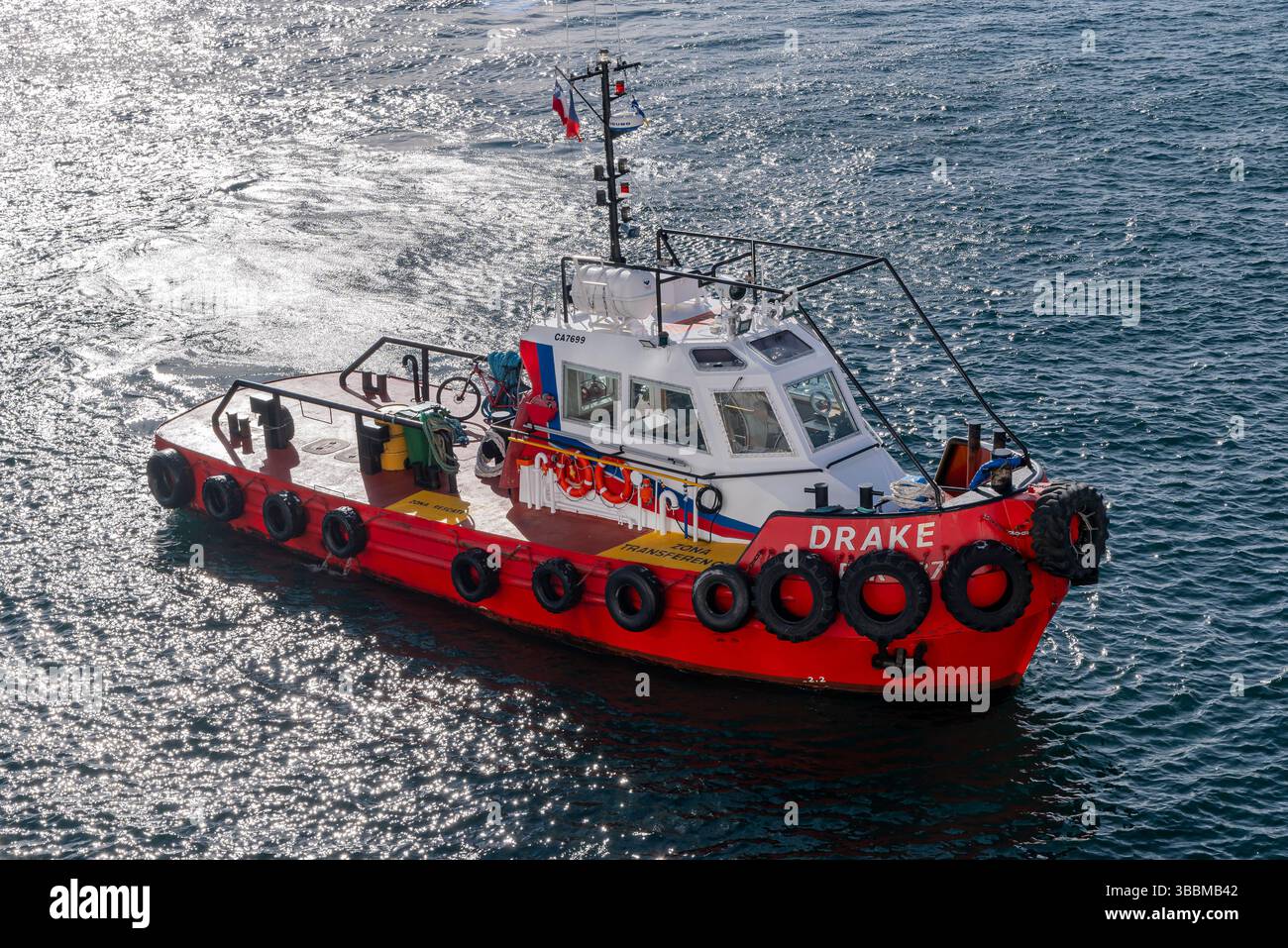 Ankunft und Ausstieg in Punta Arenas, Chile Stockfoto