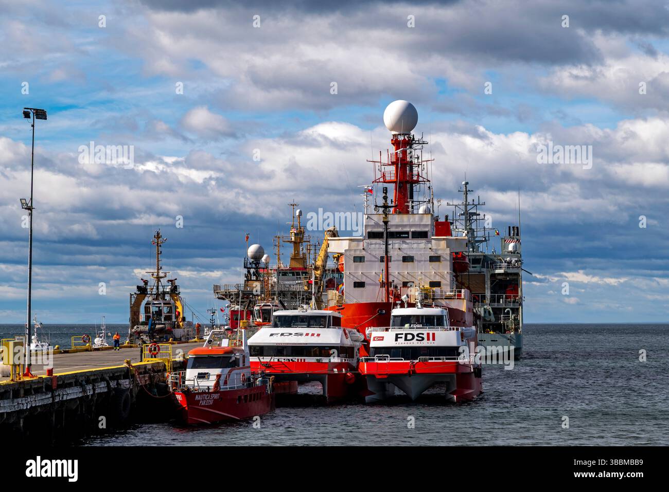 Ankunft und Ausstieg in Punta Arenas, Chile Stockfoto