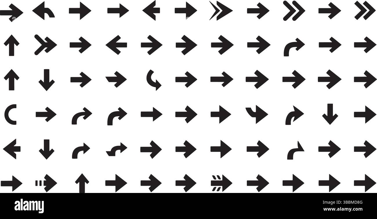 Elegante Arrow Icon Kollektion scharfe, vielseitige Symbole für digitale Schnittstellen Stock Vektor