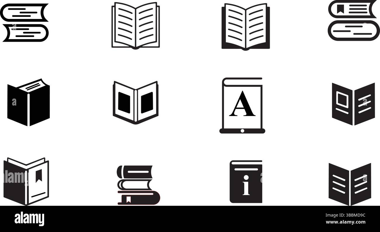Minimalistisches Buch-Icons-Paket, perfekt für Branding und digitale Projekte Stock Vektor Minimalistisches Buch-Icons-Paket, perfekt für Branding und digitale Projekte Stock Vektor