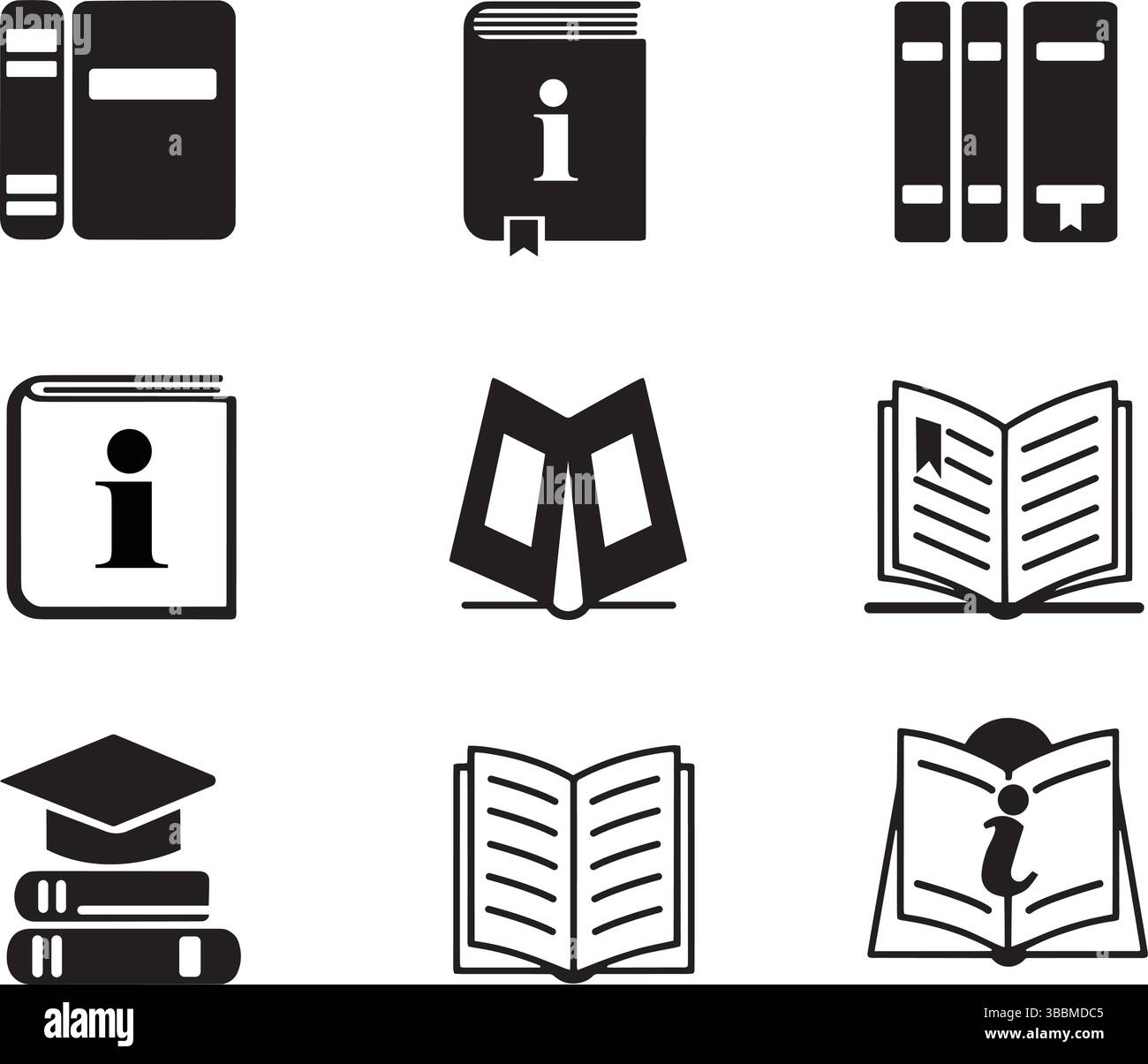 Premium-Buchsymbole setzen transparente Hintergrundliteratur und Lehrbuchsammlung Stock Vektor
