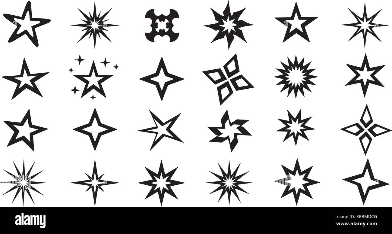 Sternensymbol Vektorsatz Kosmische Symbole für elegante digitale Grafiken Stock Vektor