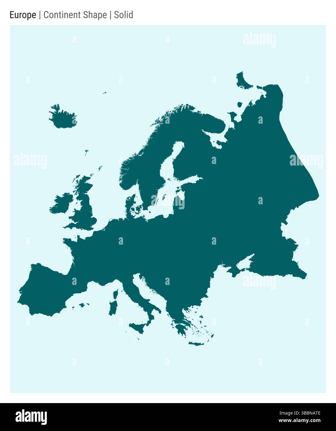 Europa. Einfache Vektordarstellung. Kontinentalform. Solide Ausführung. Die Grenze Europas. Vektorabbildung. Stock Vektor