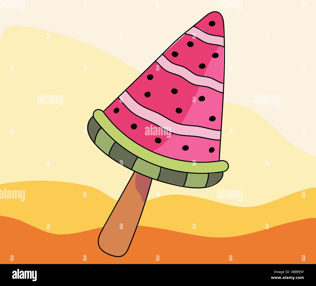 Wassermelone Eis Vektor Illustration Im Cartoon Stil Stock Vektor