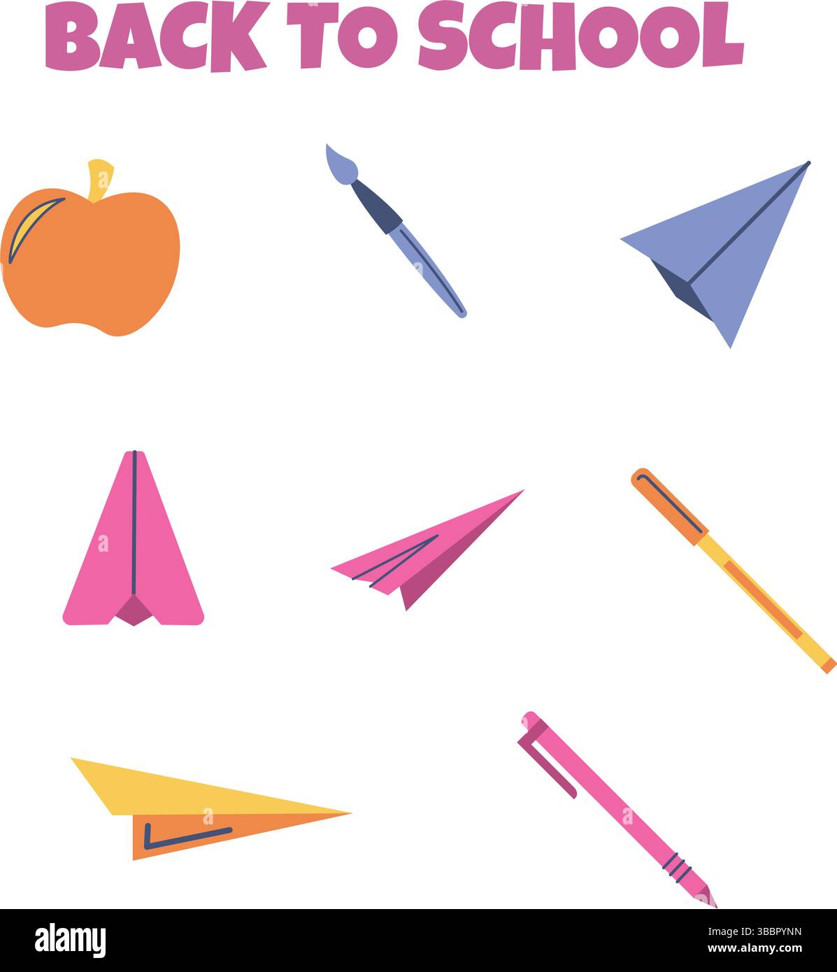 Symbolset „Zurück zur Schule“. Vektordarstellung Stock Vektor