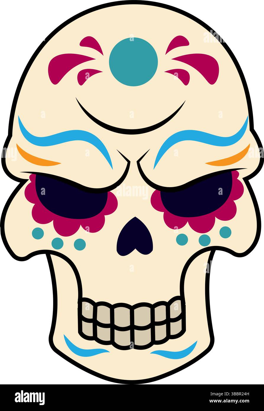 Isolierte farbige DIA de los muertos Schädelsymbol Vektor-Illustration Stock Vektor