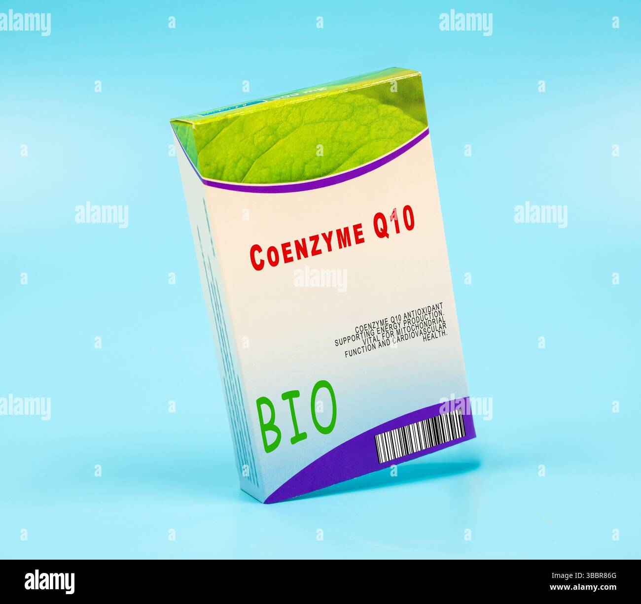 Coenzym Q10. Antioxidans zur Unterstützung der Energieerzeugung. Lebenswichtig für Mitochondrienfunktion und Herz-Kreislauf-Gesundheit. Stockfoto