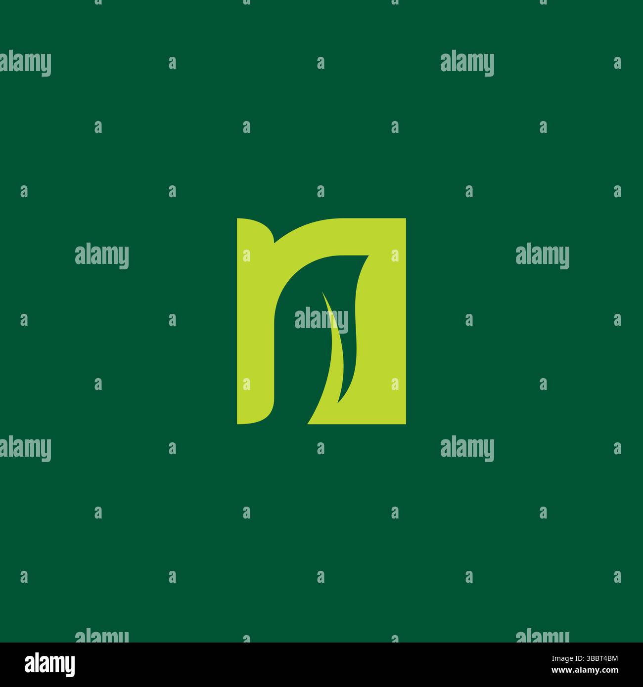 Letter N Leaf für natürliches Logo-Design Stock Vektor