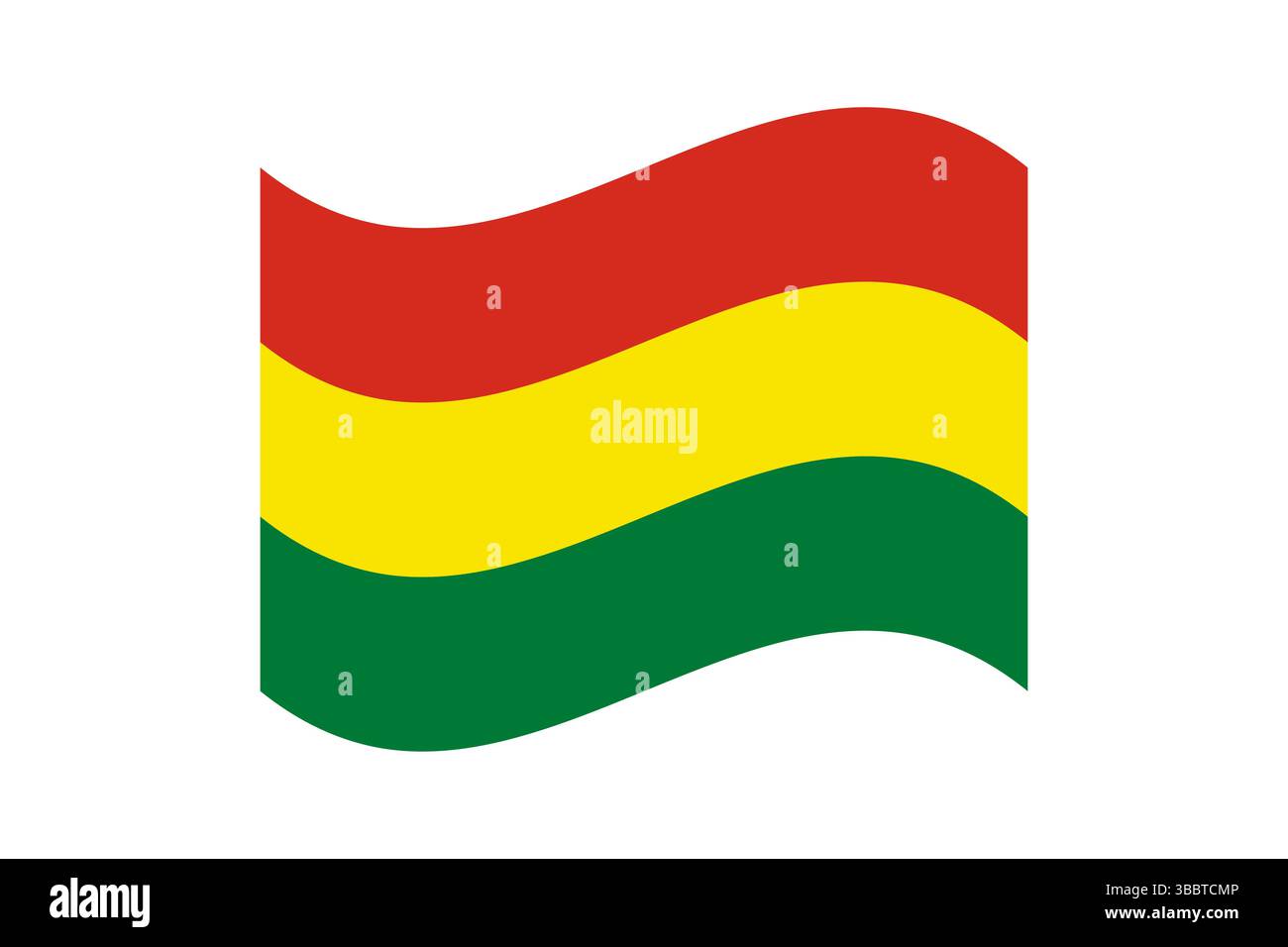 Flagge von Bolivien. Bolivien Flagge offizielle Farben und Proportion digitale Vektor Illustration. Wellige Flagge. Stock Vektor