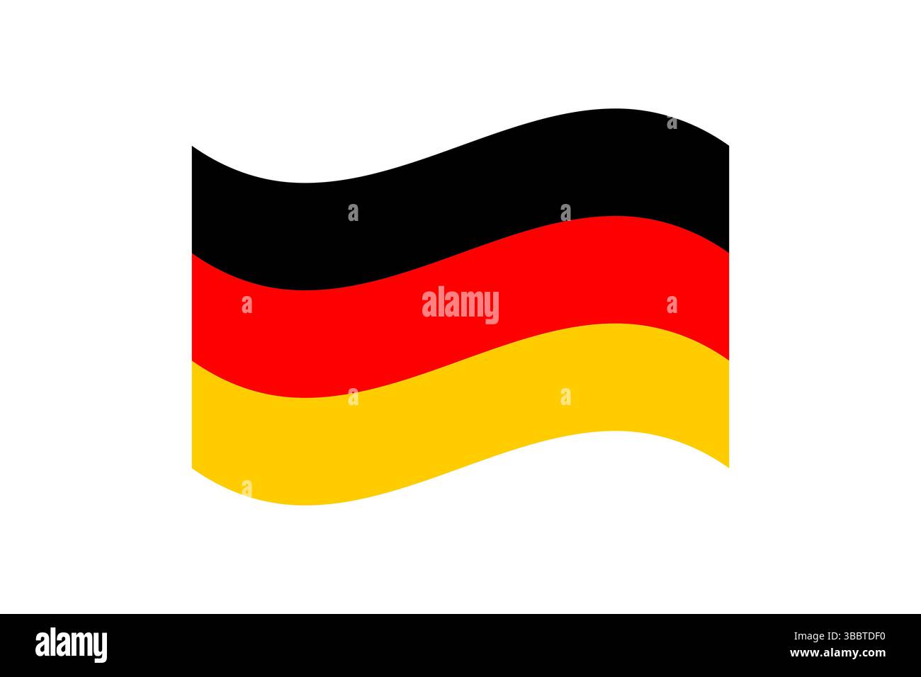 Flagge von Deutschland. Deutsche Flagge offizielle Farben und Proportion digitale Vektor Illustration. Wellige Flagge. Stock Vektor