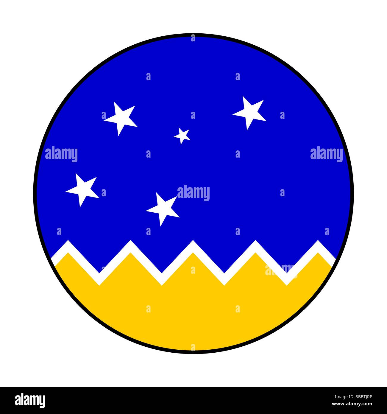 Flagge der Magellan-chilenischen Antarktis. Schwarze Kante. Magellan-chilenische Antarktis Region Kreis Flagge Logo Symbol Computer Vektor Illustration Design. Stock Vektor