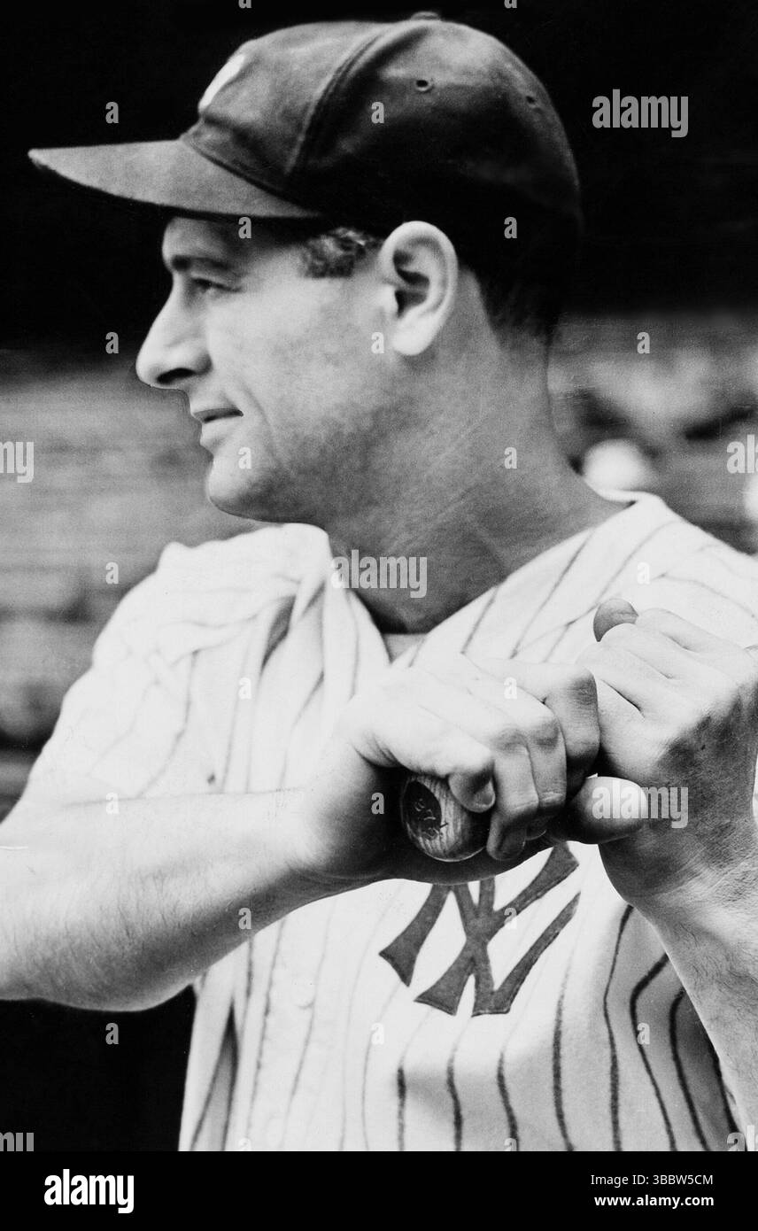 Das Profil von New York Yankee Lou Gehrig, Pressefoto 1930s Stockfoto
