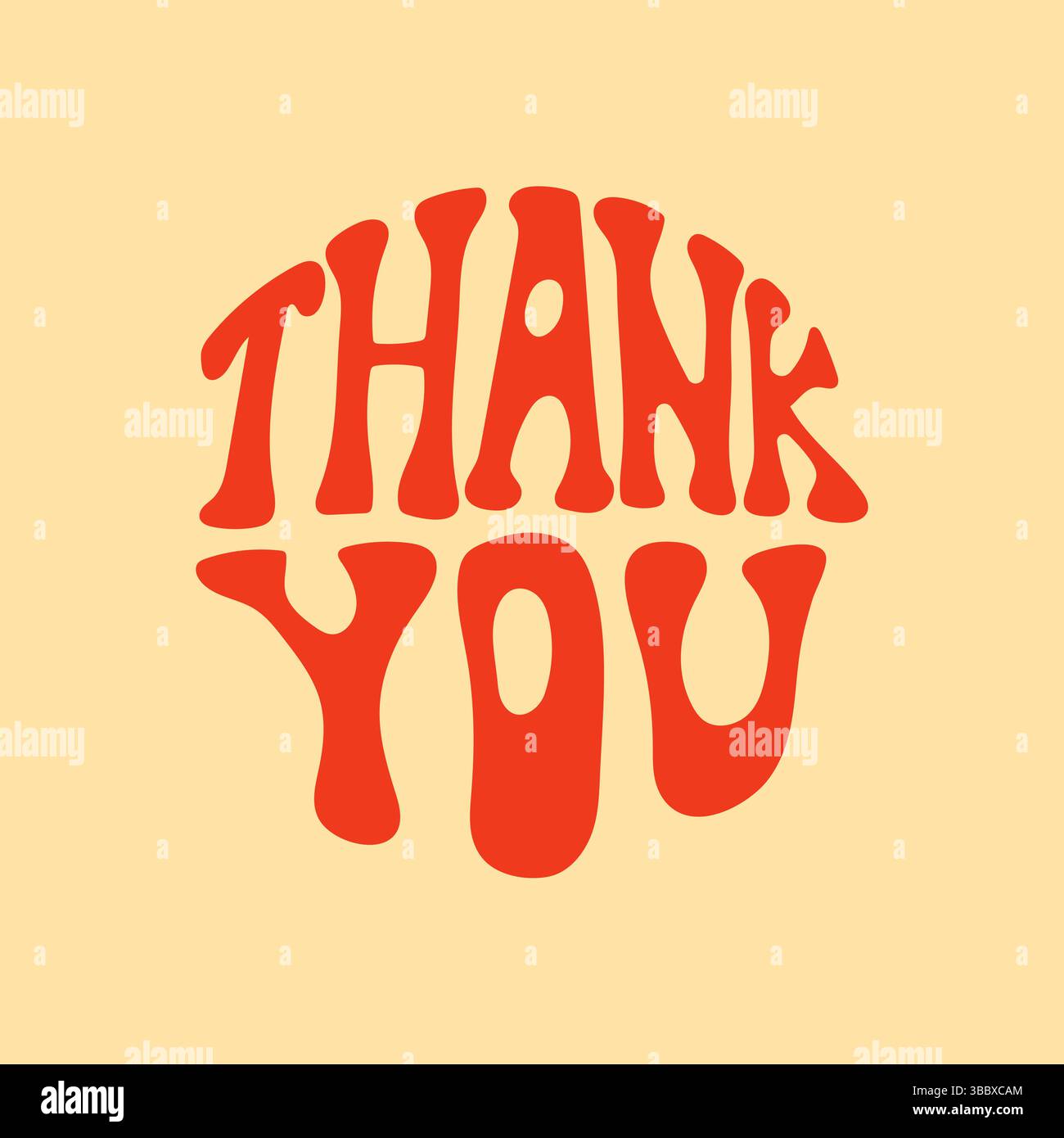 Retro Groovy Dankeschön Typografie Design orange Farbe Stock Vektor