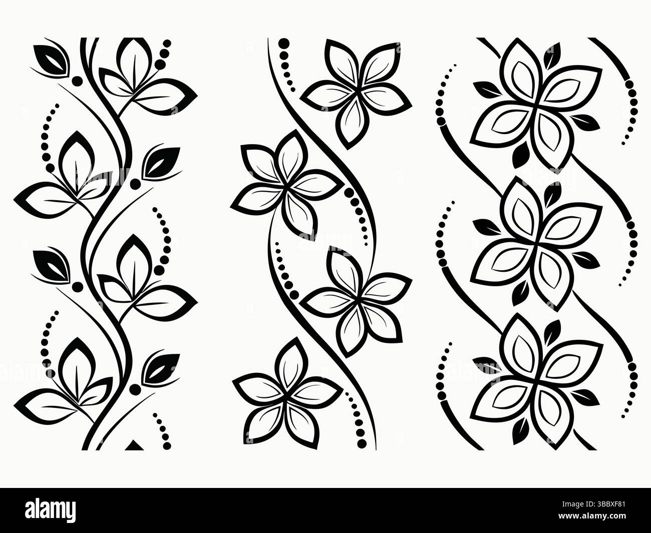 Elegantes schwarzes und weißes Blumenmuster für verschiedene Anwendungen. Stock Vektor