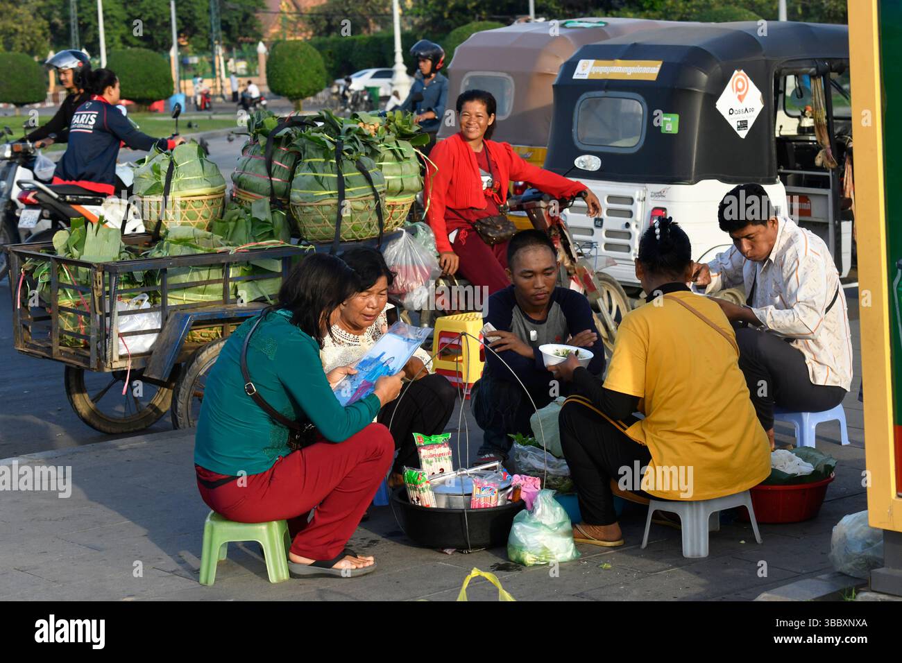 Straßenhändler in Phnom Penh, Kambodscha, Südasien. Stockfoto