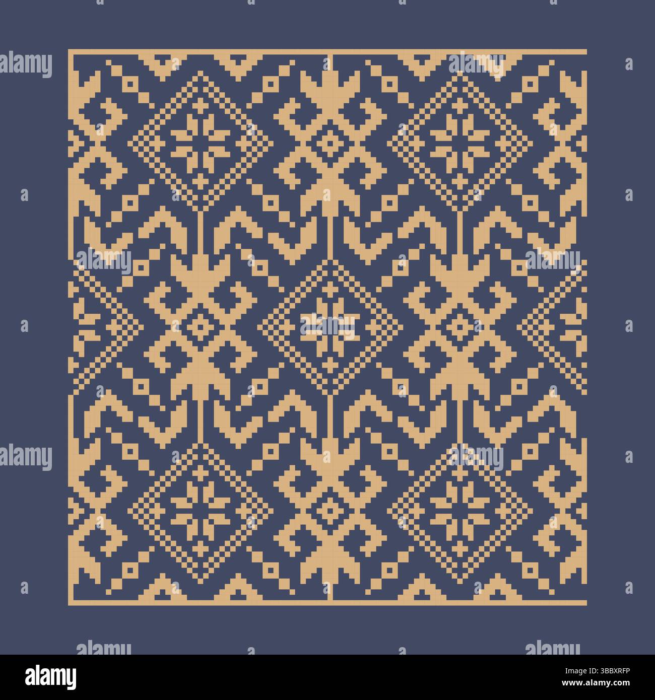 Ukrainisches Randmuster-Element. Schablone für Blockdruck oder Tätowierung. Einrichtung mit geometrischem Blumenmuster. Stock Vektor