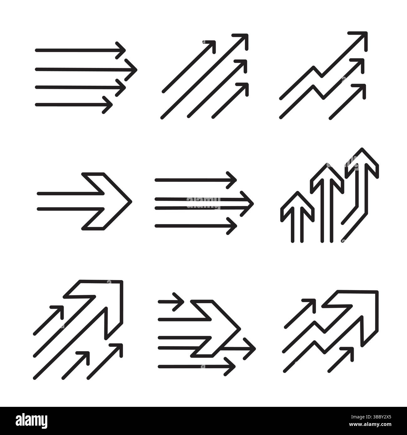 Pfeilzeiger für Geschäftserfolg zeigen die Symbolgruppe an Stock Vektor