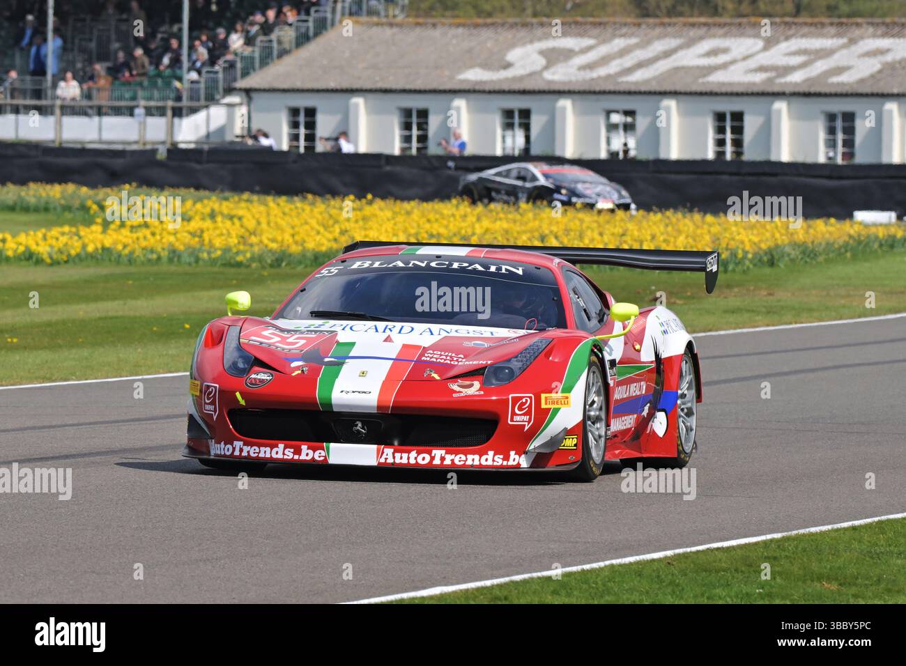 Richard Meins, Ferrari 458 Italia GT3, GT3 Demonstration und Shoot-out, feiert 20 Jahre GT-Rennen, Weltmeisterschaft GT3 Racing, Autos sind es Stockfoto