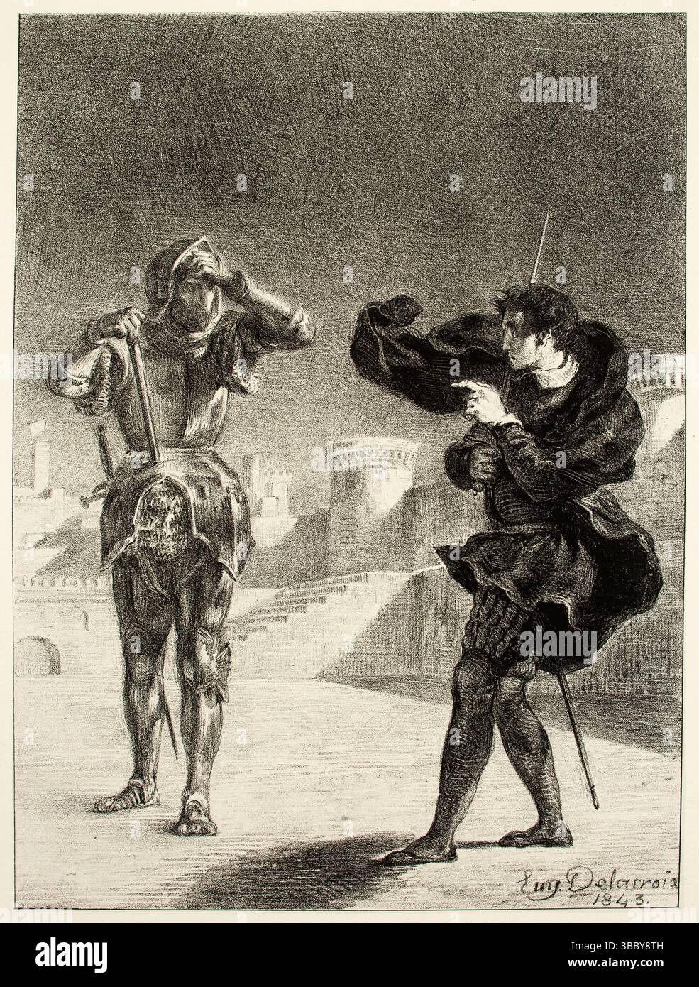 Der Geist auf der Terrasse (Akt I, Szene V). Eugène Delacroix. 1843. Stockfoto