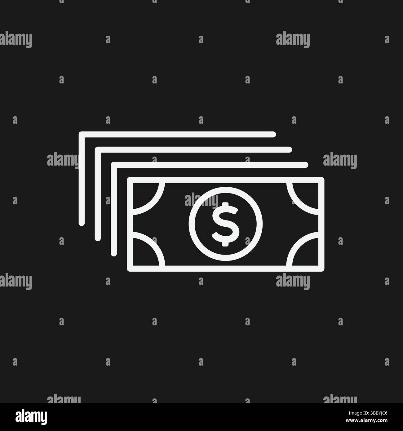 Symbol für Dollarwechsel Vektor einfache Gliederung Illustration der gestapelten Grafik für Währungsscheine Stock Vektor