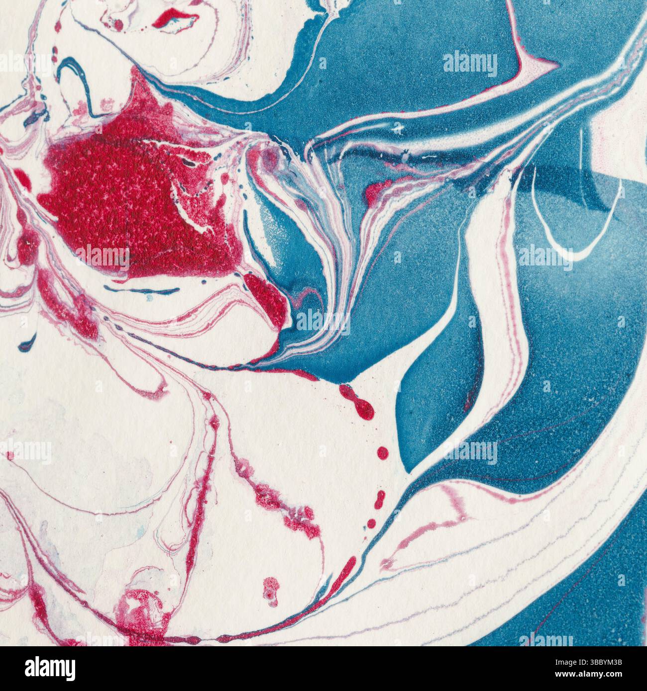 Abstrakter Hintergrund von Marmorpapier in vorwiegend blauen Farben Stockfoto